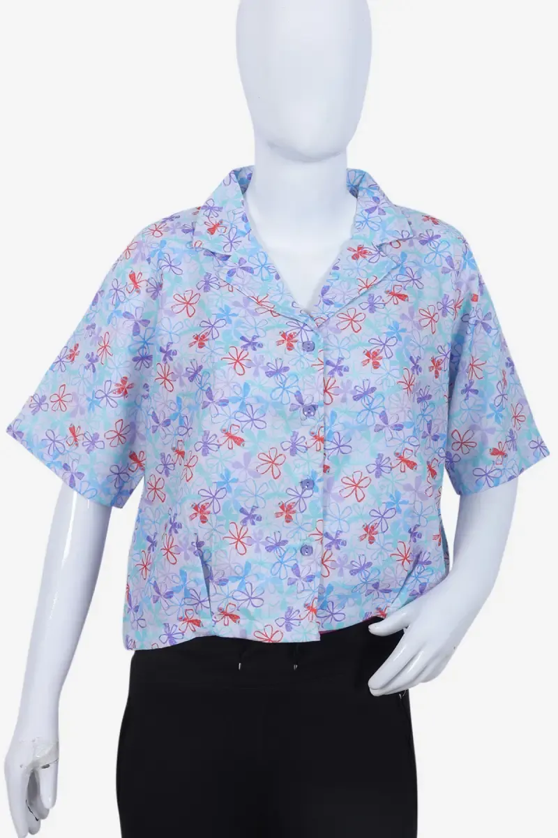Cotton Floral Printed Shirt for Women