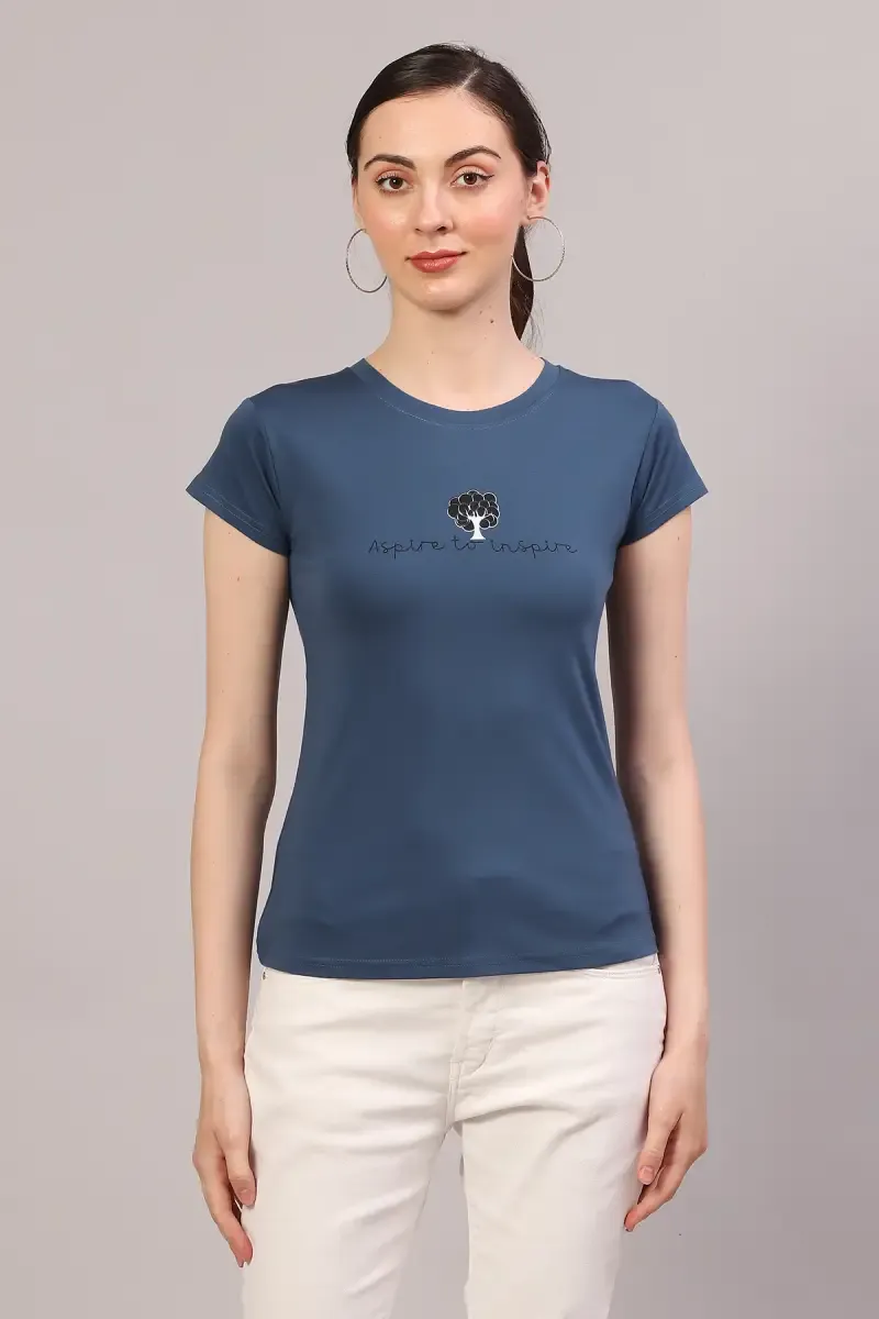 Cotton Lycra Graphic Printed T-Shirt for Women