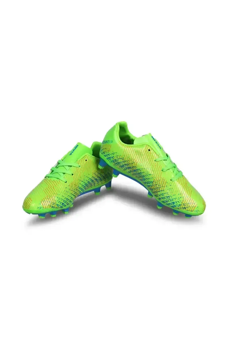 Nivia Encounter Football Shoes For Kids (Neon Green/Aster Blue) Size 9