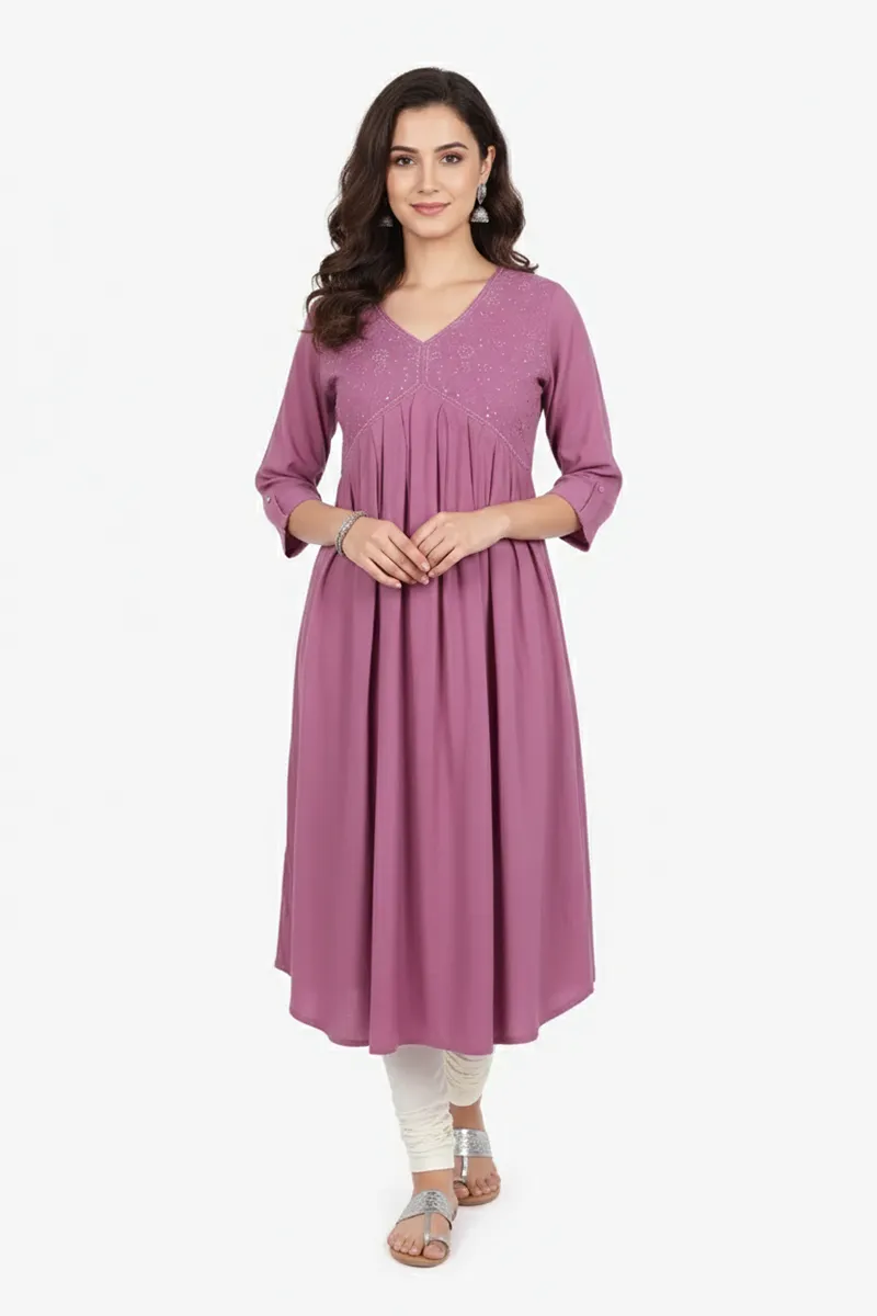 Rayon Solid Kurti for Women 019126LCHAPIN2