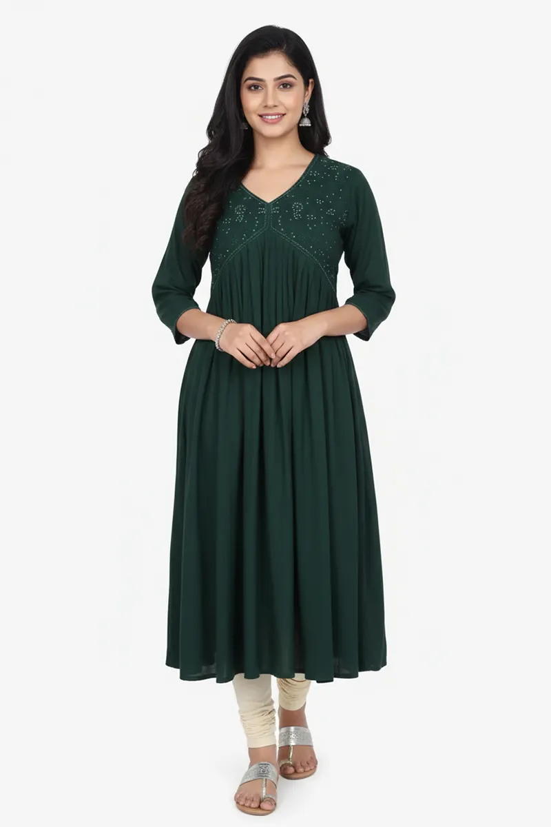 Rayon Solid Kurti for Women 019126LGRE