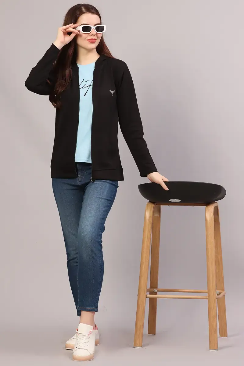 Cotton Solid Hooded Neck Sweat Shirt for Women