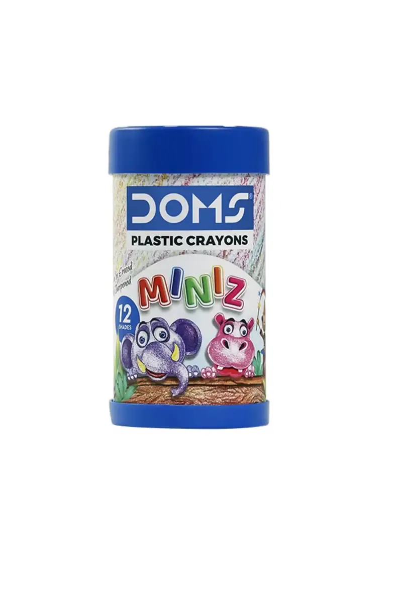 Doms Non Toxic Miniz Plastic Crayons Box - 12 Shades 