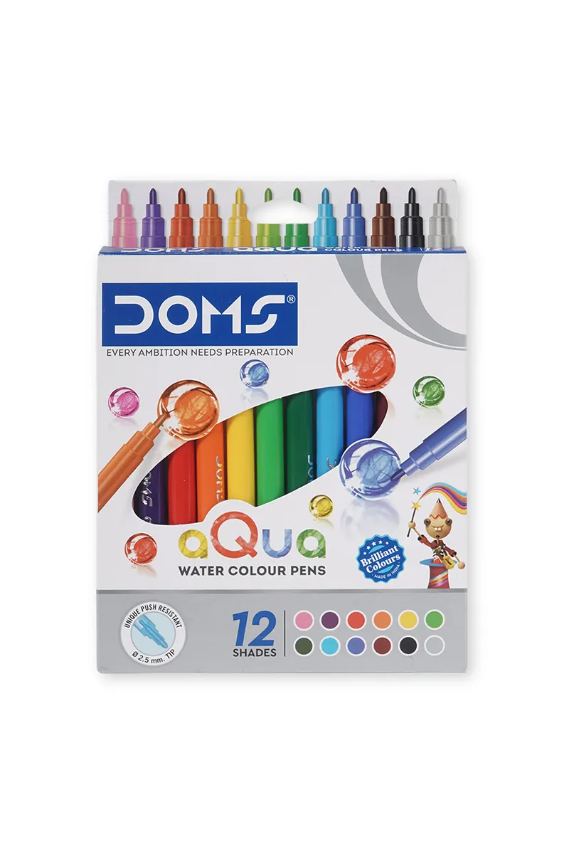 Doms Aqua 12 Shades Water Color Pens - Pack of 12