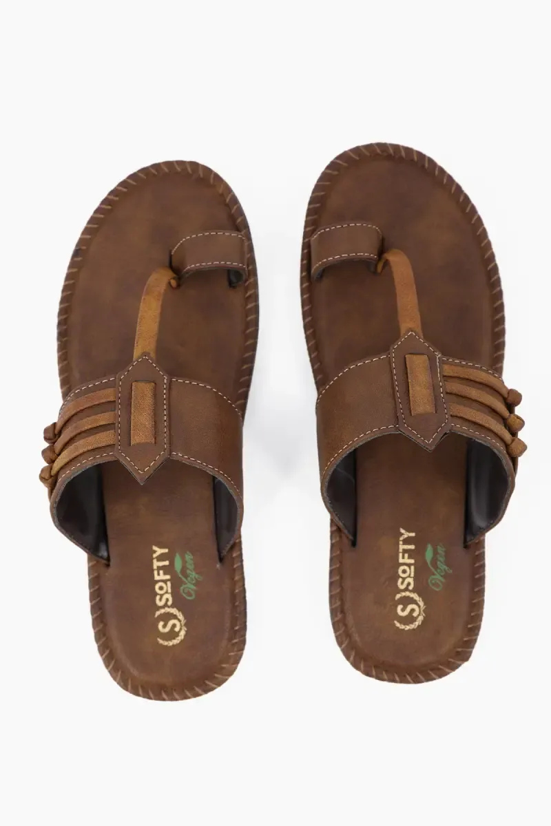 Synthetic Leather Slip-On Slippers for Men