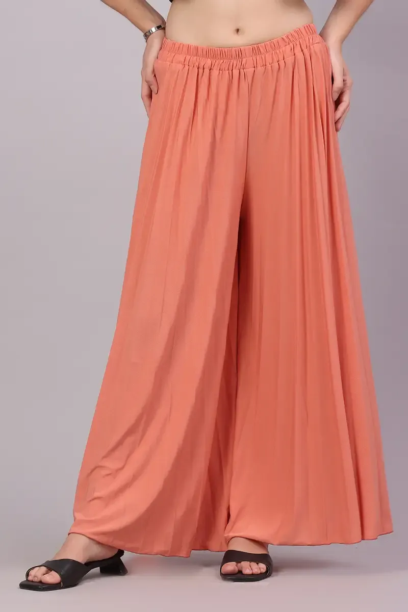 Lycra Solid Flared Palazzos for Women