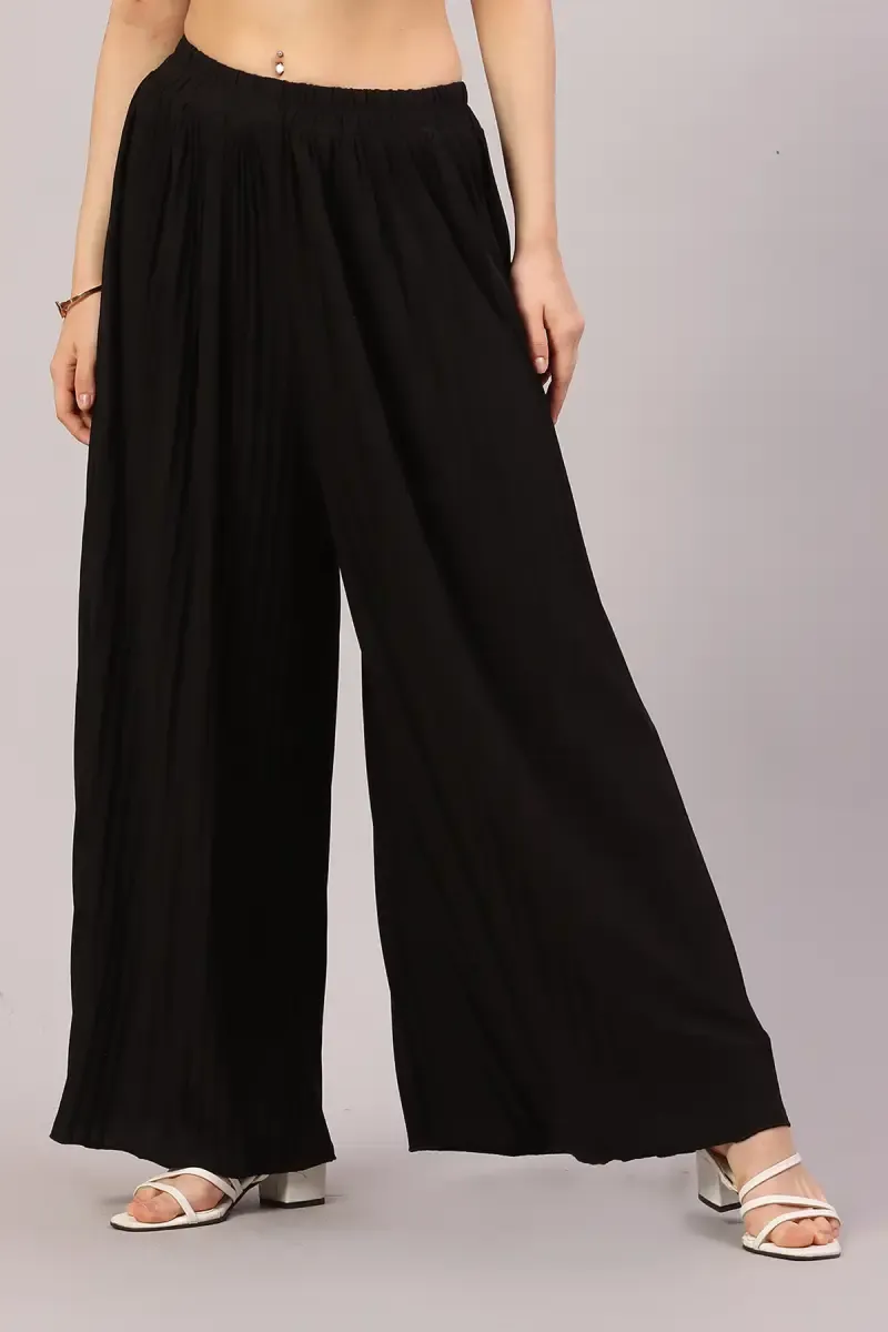 Lycra Solid Flared Palazzo for Women