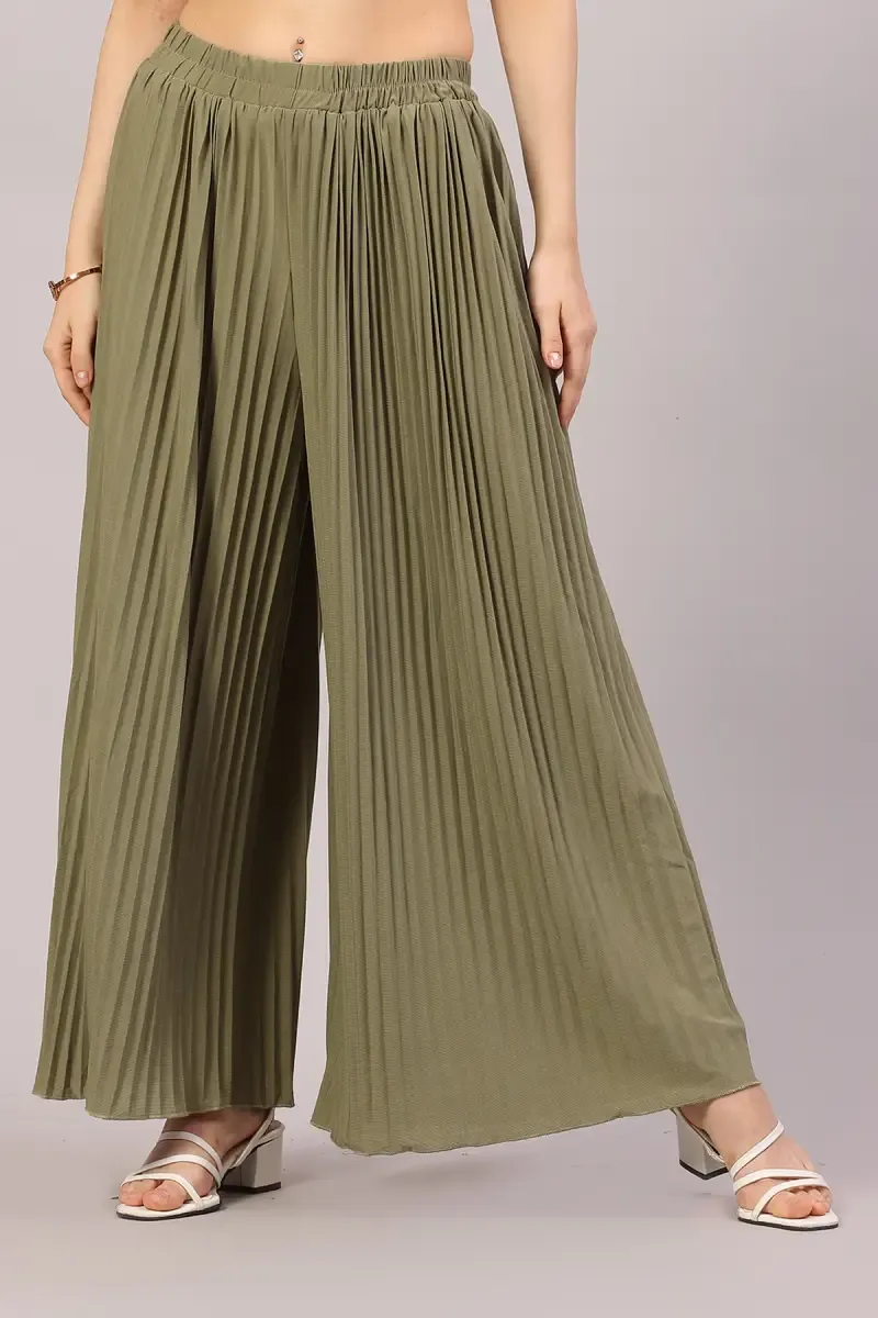 Lycra Solid Flared Palazzo for Women