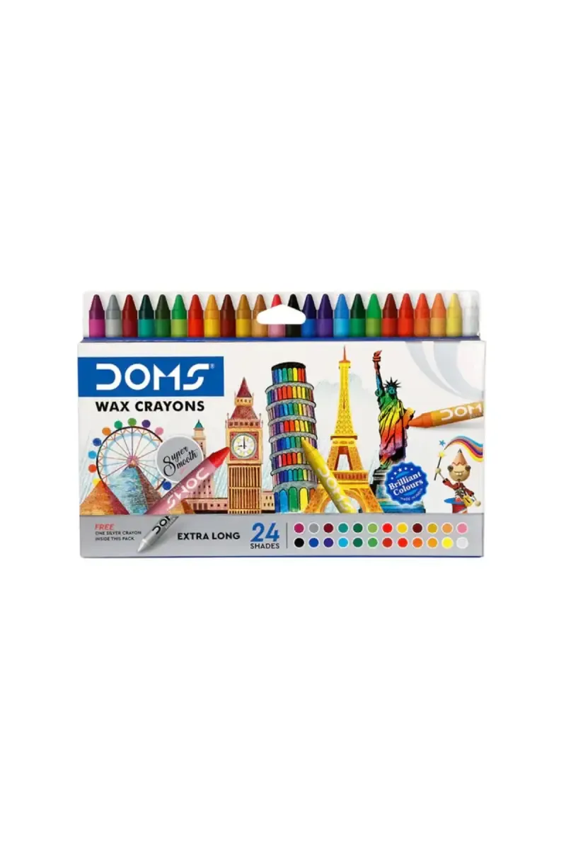 Doms Extra Long Wax Crayons - 24 Shades 