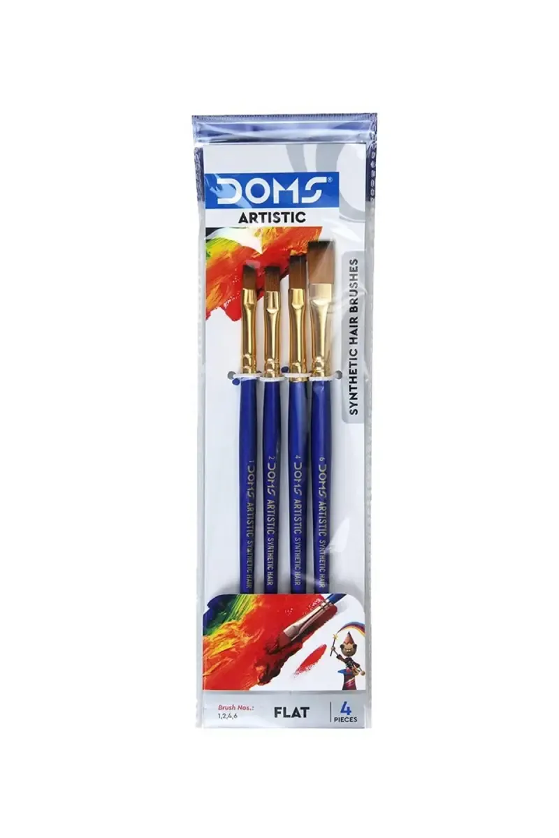 Dom's Artistic Flat Synthetic Hair Paint Brushes - Set of 4	