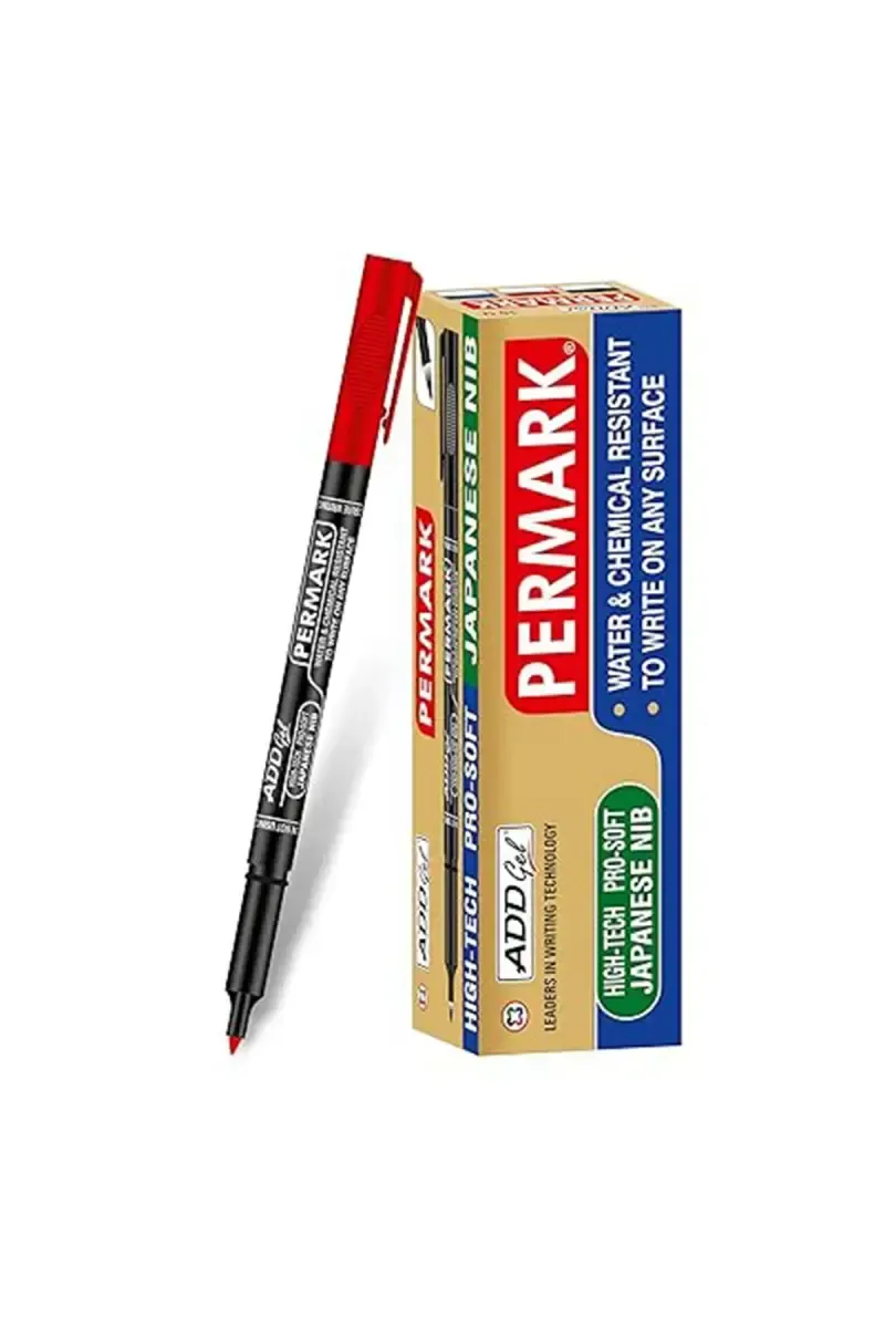 Add Gel Permark Waterproof Permanent Marker (Red) - Pack of 10