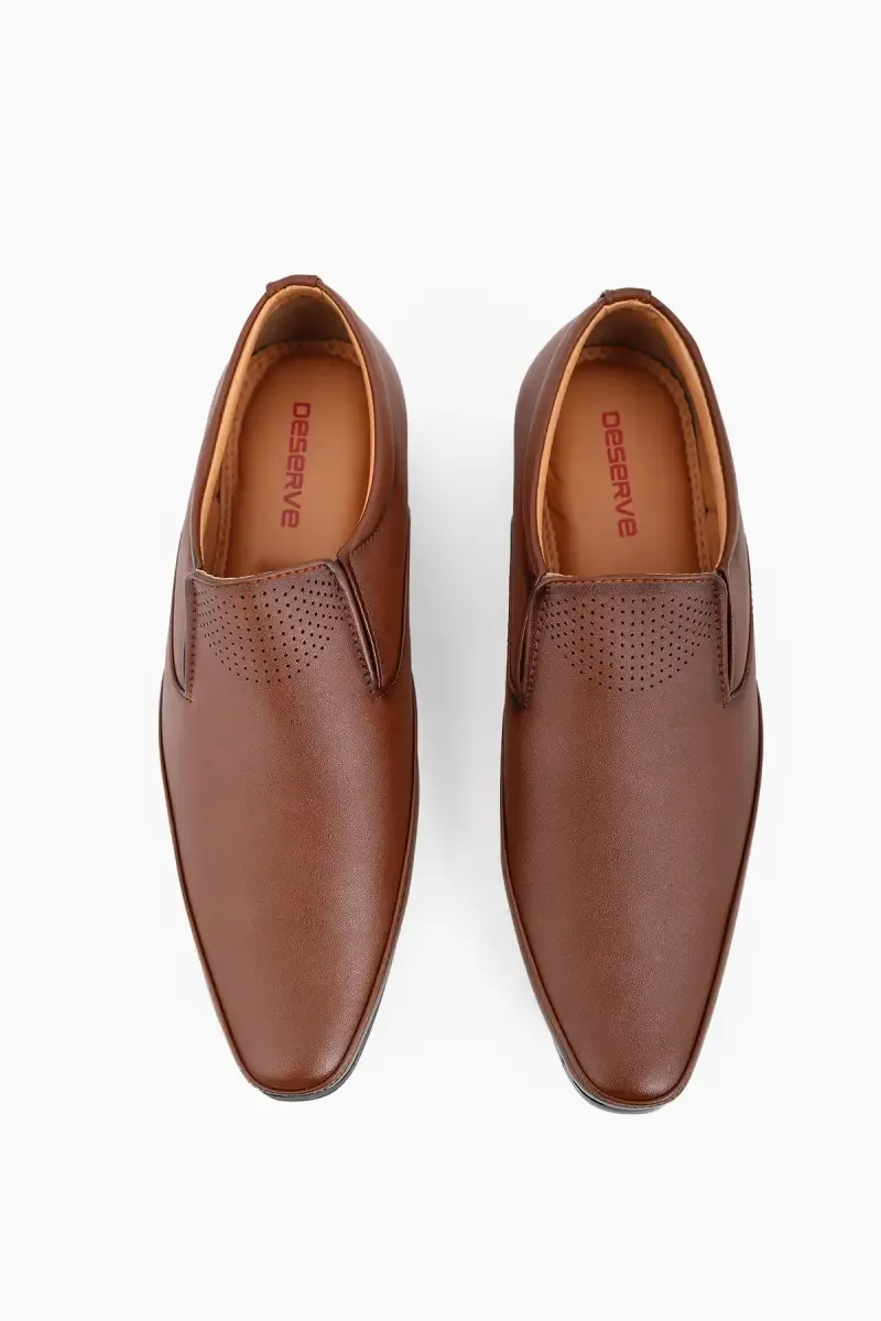 Slip-On Solid Formal Shoes for Men 02057044TAN
