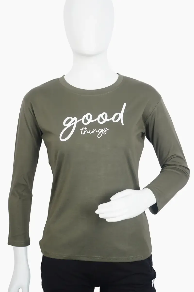 Cotton Lycra Typographic Printed T-Shirt for Women