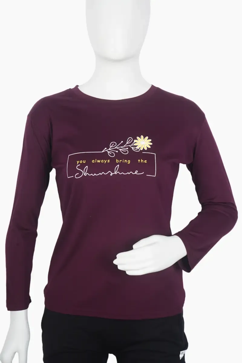 Cotton Lycra Typographic Printed T-Shirt for Women