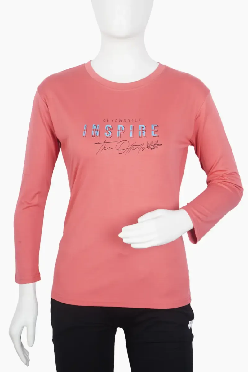 Cotton Lycra Typographic Printed T-Shirt for Women