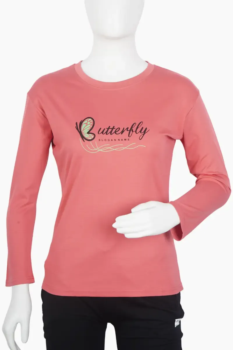 Cotton Lycra Typographic Printed T-Shirt for Women