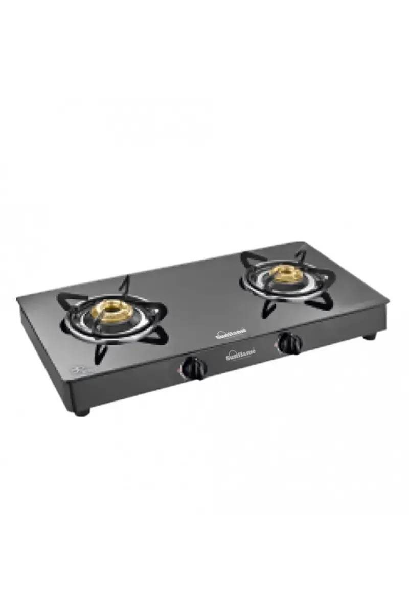 Sunflame Prime 2 Burner Toughened Glasstop Gas Stove | Gas Cooktop (Black)