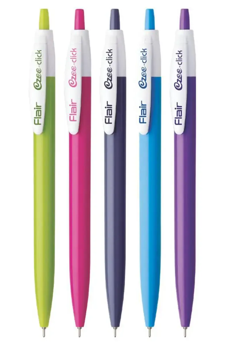 Flair Ezee Click Retractable Ball Pen (Blue Ink) - Pack of 5 021091MULPACOF5