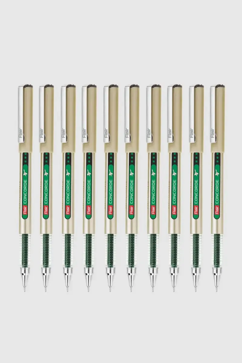 Flair Concorde Diamond Tip Gel Pen - Pack Of 10 (Green)  021105GREPACOF10