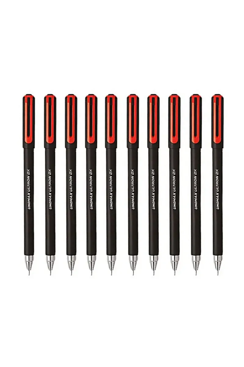 Unomax Ultron 2X Liquid Ballpoint Pen (Red) - Pack of 10  021146REDPACOF10