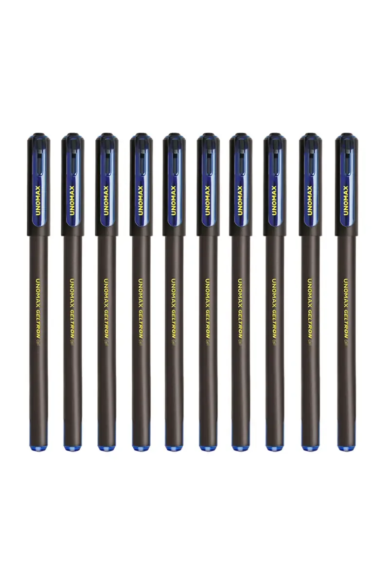 Unomax Geltron Premium Matt Finish Gel Pen (Blue) - Pack Of 10 