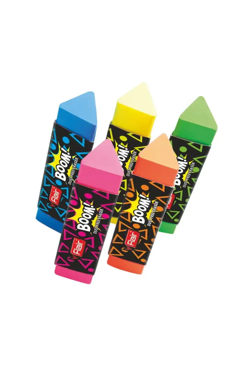 Flair Creative Boom Dust Free Eraser (Multicolor) - Pack of 5 