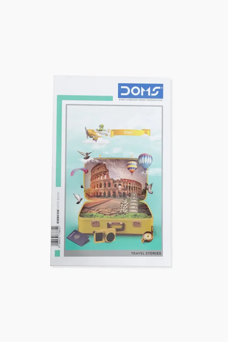 Doms Travel Stories Ruled Softcover Notebook - 92 Pages (Assorted Colors)