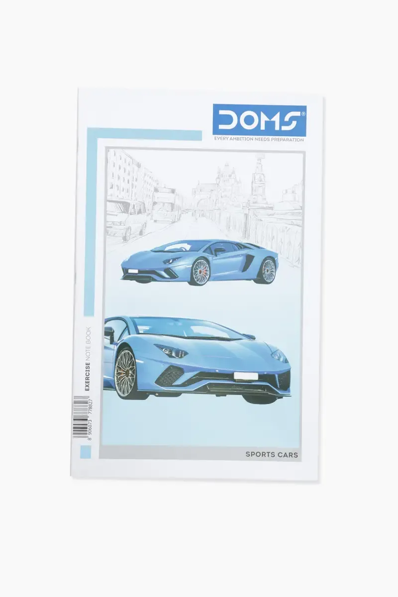 Doms Sports Cars Series Ruled Softcover Notebook - 160 Pages (Assorted Colors)