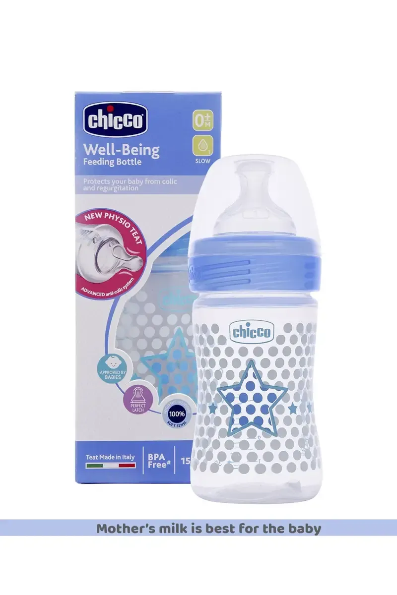 Chicco Baby Feeding Bottle (Blue)- 150 ml