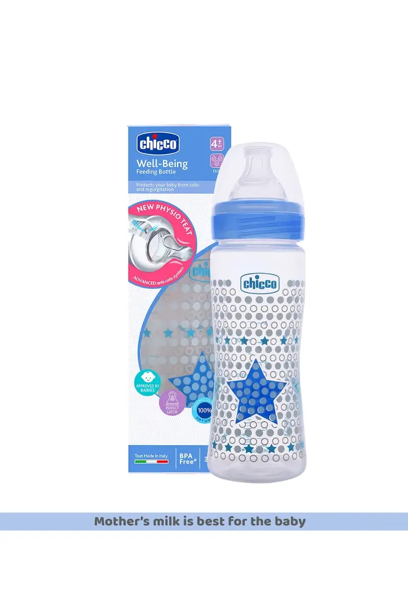 Chicco Baby Feeding Bottle (Blue) - 330 ml