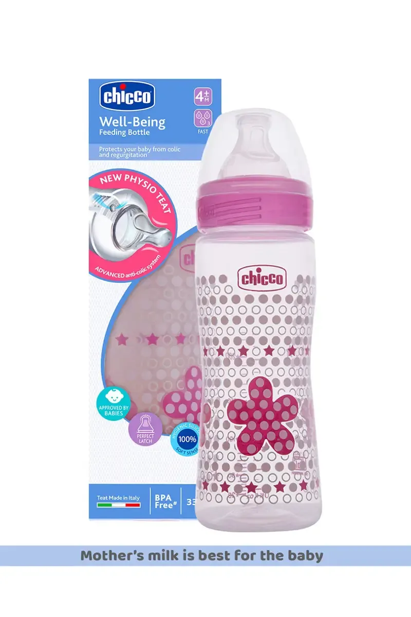 Chicco Baby Feeding Bottle (Pink) - 330 ml 
