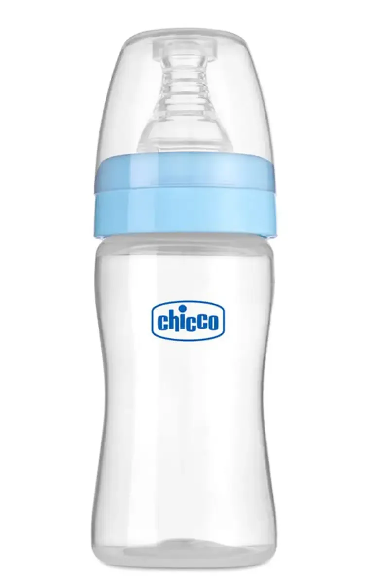 Chicco Baby Feeding Bottle (Transparent Blue) - 125ml