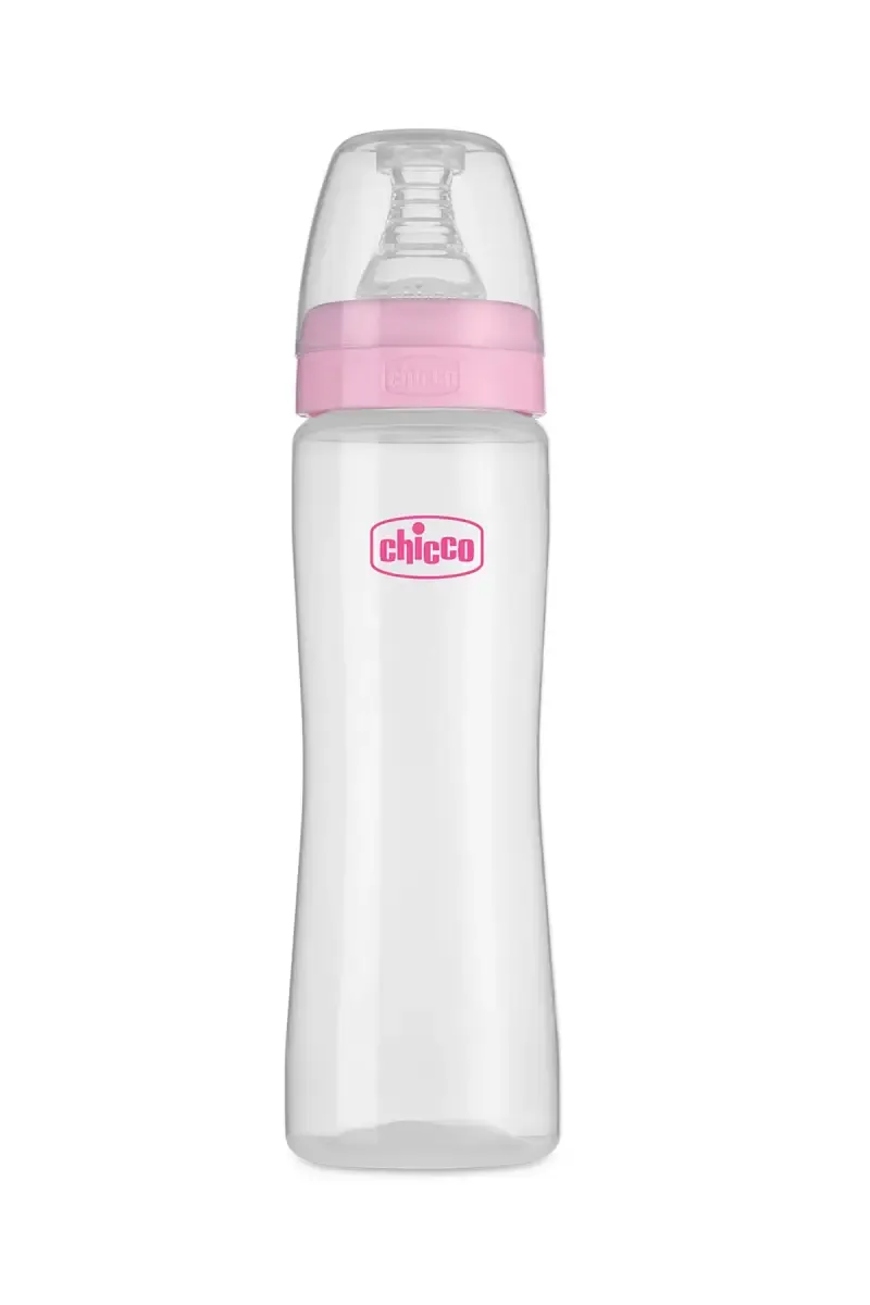 Chicco Baby Feeding Bottle (Transparent Pink) - 250ml