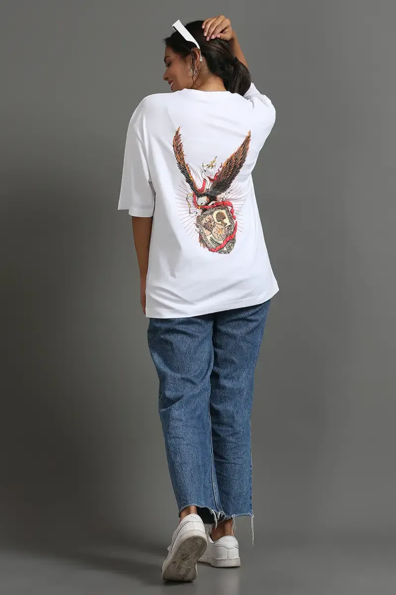 Cotton Puff Print Oversized Unisex T-Shirt 021829SWHI