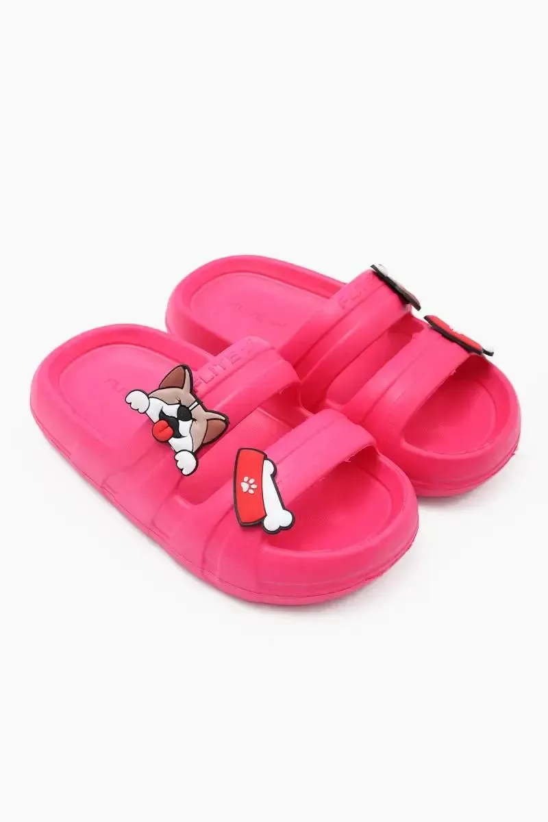 Cute Pink Dog-Themed Slip-On Flip Flop for Kids