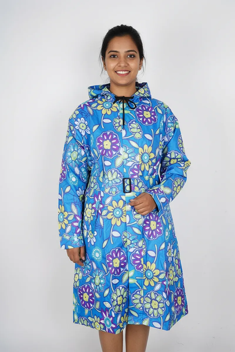 Nylon Printed Waterproof Rain Jacket for Women