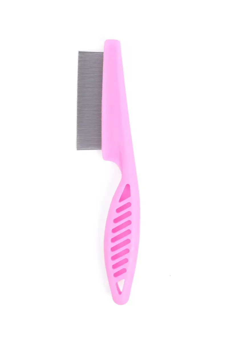 Super Chain Dog Lice Comb with Long Handle (Medium) - Pink 023224PINMED