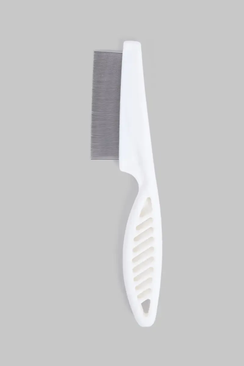 Dog Lice Comb with Long Handle (Medium) - White