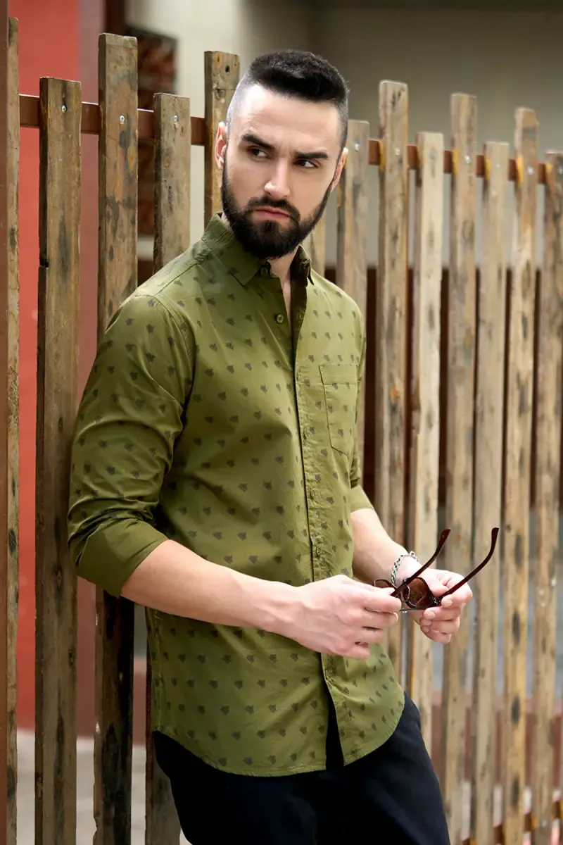 Cotton Ethnic Motifs Print Shirt for Men
