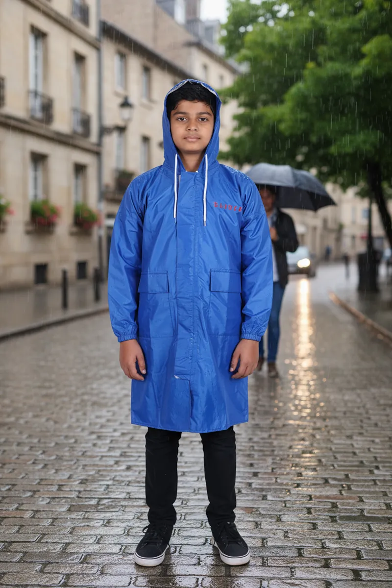 Solid Rain Coat for Boy 023542BLU1112YRS