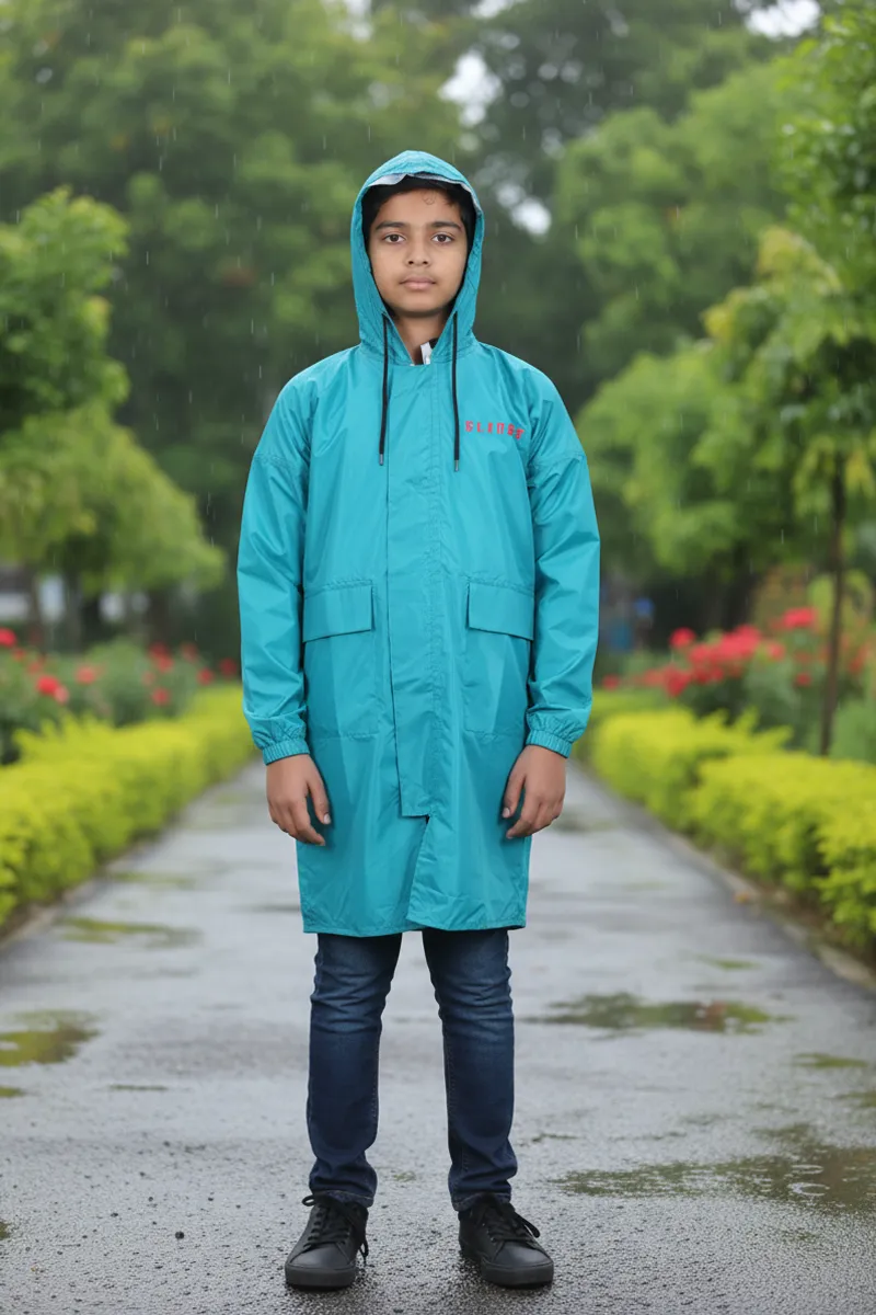 Solid Rain Coat for Boy 023542GRE910YRS