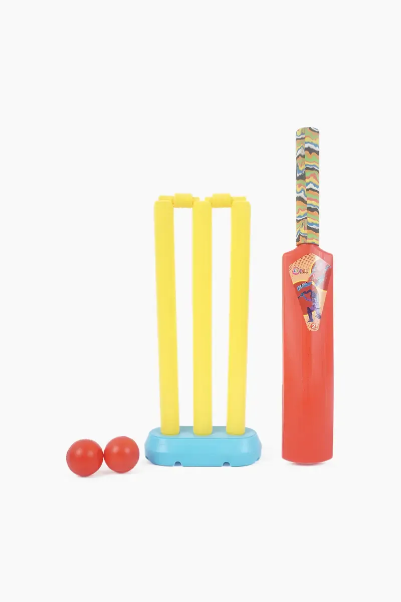 Leemo Plastic Cricket Play Kit For Kids (Red) - 4 Pcs 023567RED