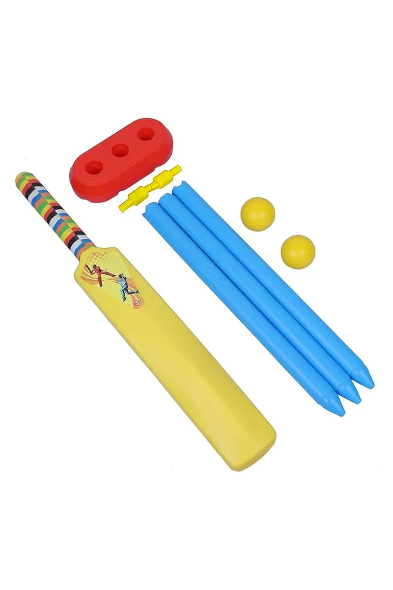 Leemo Plastic Cricket Play Kit For Kids (Yellow) - 4 Pcs