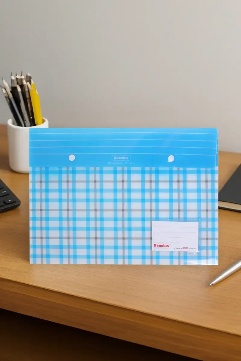 FC Size Document Bag with Snap Button (Blue) - Pack of 1