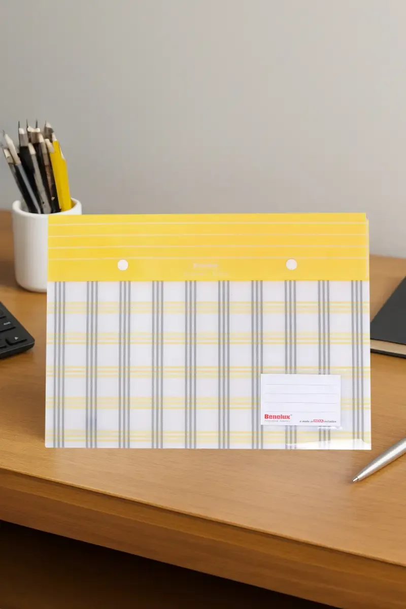 FC Size Document Bag with Snap Button (Yellow) - Pack of 1