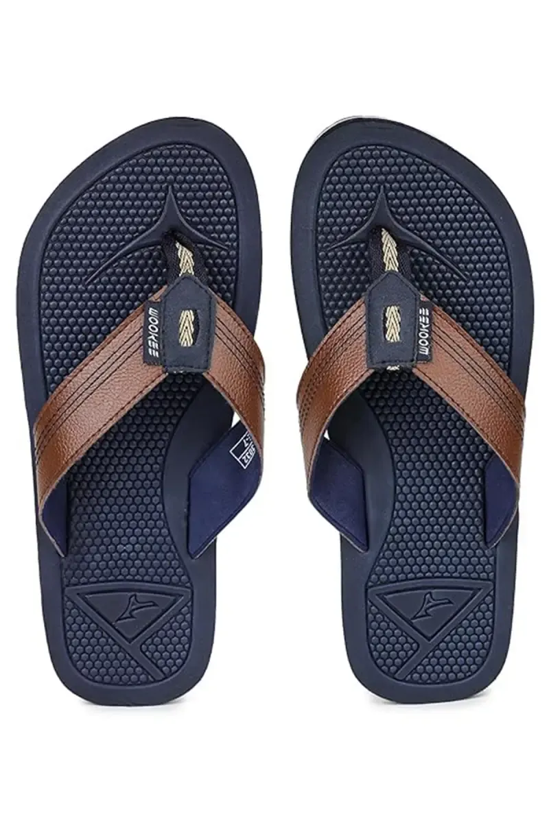 Slip-On Comfortable Flip Flops for Men 0237788NAVBLU&TAN