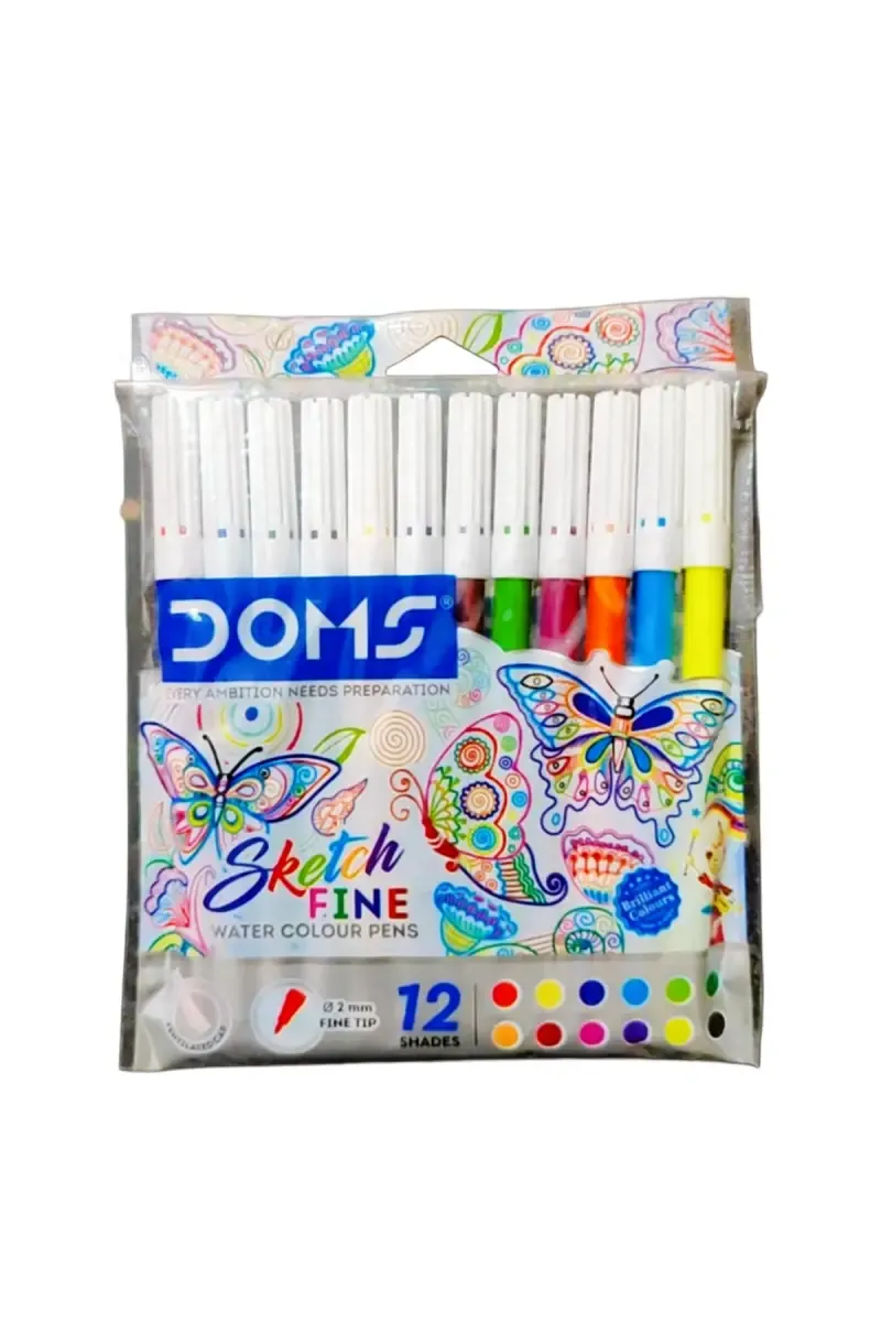 Doms Sketch Fine Water Colour Pens - 12 Shades 