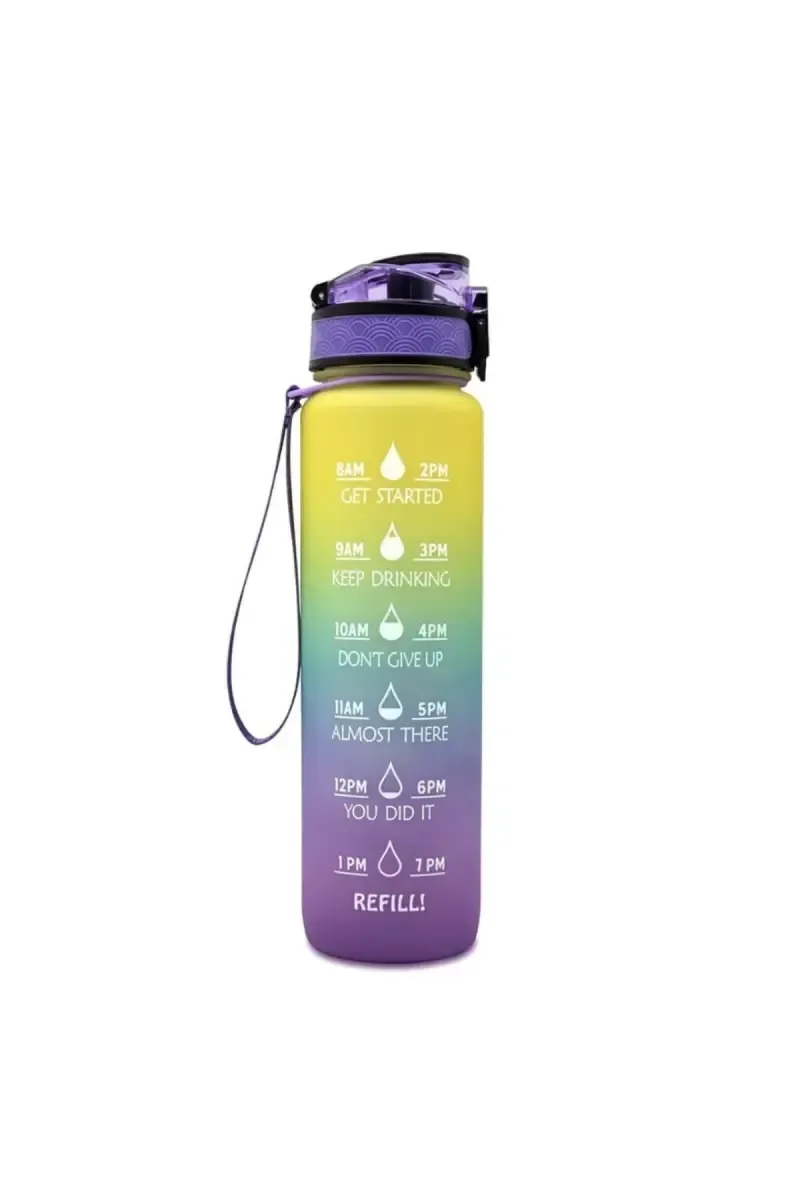 Plastic Sipper Water Bottle - 1000 ml (Yellow-Lavender) 024806YEL2