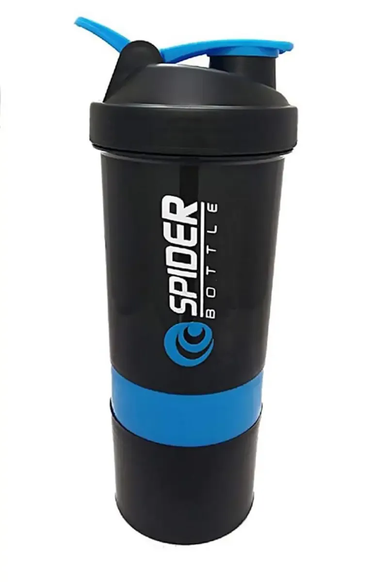 Spider Plastic Shaker Bottle (Black-Blue) - 500 ml 