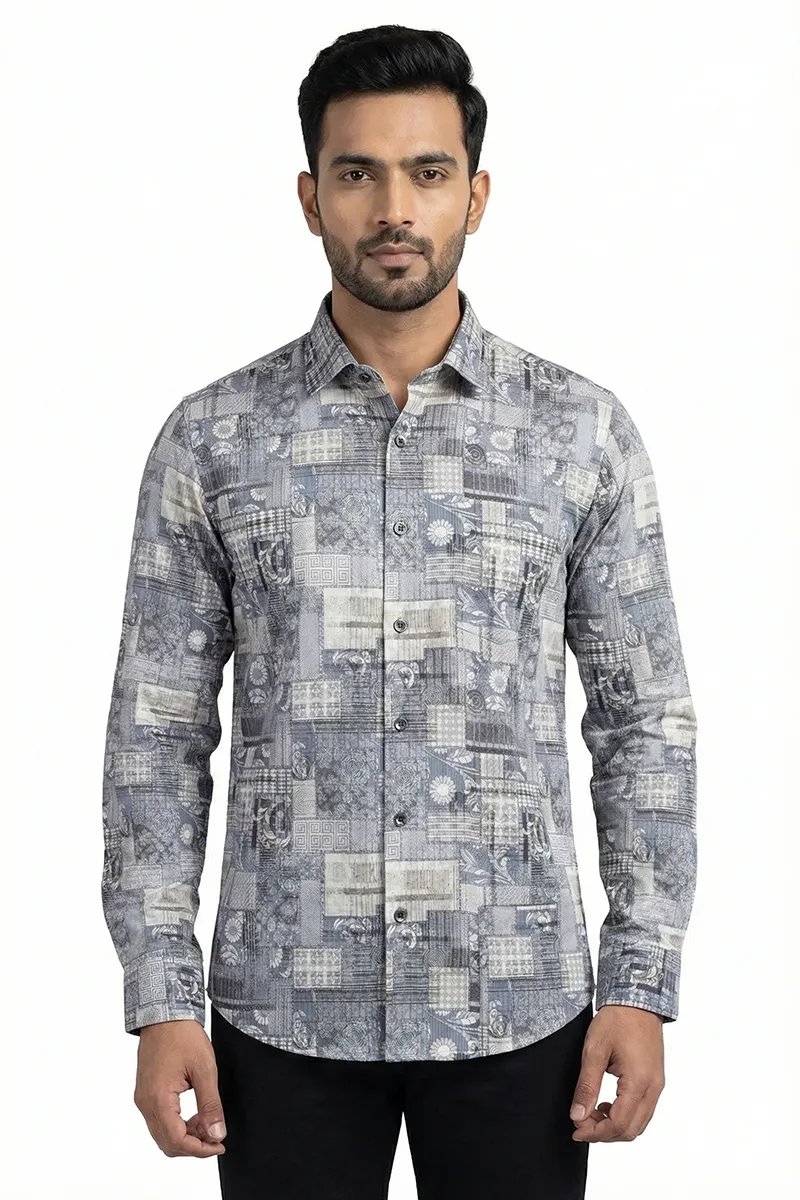 Men's Polycotton Printed Casual Shirt